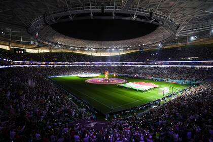Fans assemble inside Al Thumama stadium before the USA vs Iran soccer match at the 2022 World Cup in Doha, Qatar on Nov. 29, 2022. (Erin Schaff/The New York Times)