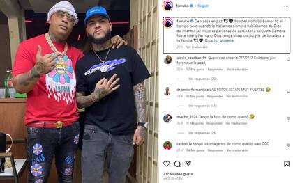 Farruko se despidió del cantante en su cuenta de Instagram