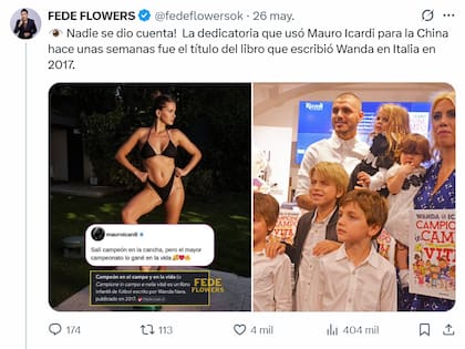 Fede Flowers mostró la historia de la frase que le dedicó a la China Suárez y sorprendió a todos (Foto: Captura X)