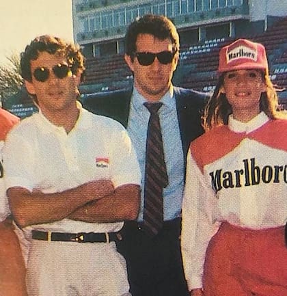 Felipe Mc Gough con Ayrton Senna en el Autódromo de Buenos Aires A en octubre de 1993