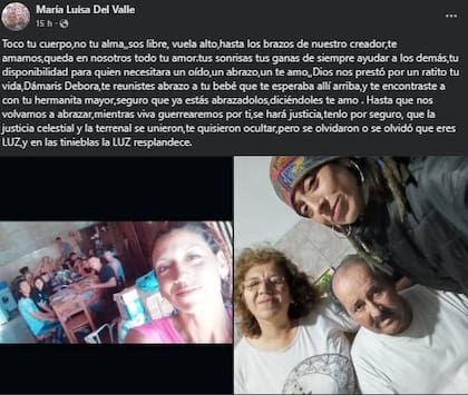 Femicidio en Necochea: la desgarradora carta de la mamá de Débora Bulacio.