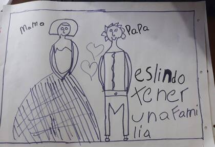 Fernanda hizo un dibujo en el que expresa su deseo
