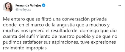 Fernanda Vallejos explicó en qué contexto grabó el audio filtrado