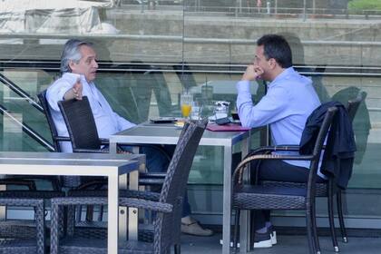 Fernández y Massa esta mañana en Puerto Madero
