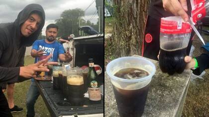 Fernet viajero y comunal. Una botella de gaseosa de dos litros cortada por la mitad