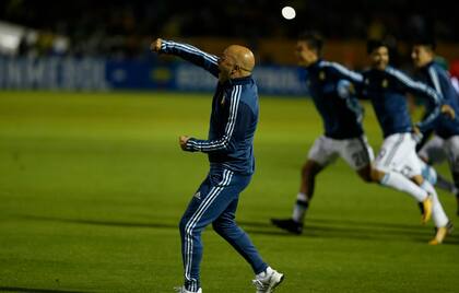 Festejo argentino en el partido de las eliminatorias del Mundial Rusia 2018. 10/10/17