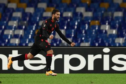 Festejo de Gol de Willian Jose: Real Sociedad logró la clasificación de manera agónica por ese gol anotado ante Napoli.