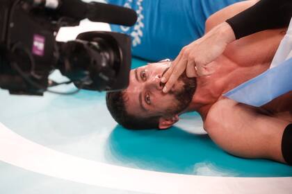 Festejos del seleccionado olímpico de Voley Argentino luego de la victoria frente a Brasil y la obtención de la medalla de Bronce.