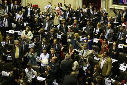 Festejos tras la aprobación de la ley de expropiación de YPF