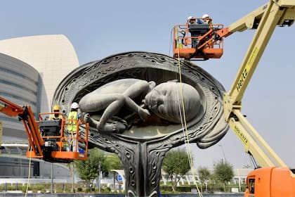Detalle de la serie de esculturas que componen El viaje milagroso, obra de Damien Hirst en el Sidra Medical and Research Center, en Qatar