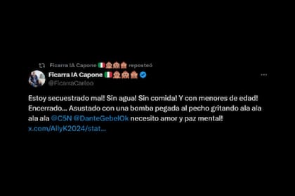 El último posteo de Ficarra en redes sociales antes de ser arrestado