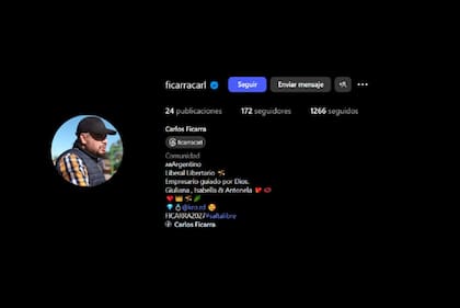 Ficarra se describe así mismo como “Liberal Libertario” y “Empresario Guiado por Dios”