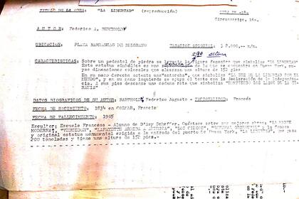 Ficha de la estatua en el archivo del MOA