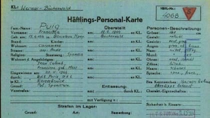 Ficha de prisionera de una de las españolas