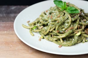 Fideos al pesto de pistachos