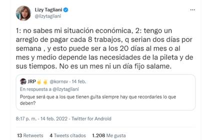 Fiel a su estilo, Lizy no se guardó nada y fue tajante contra un seguidor