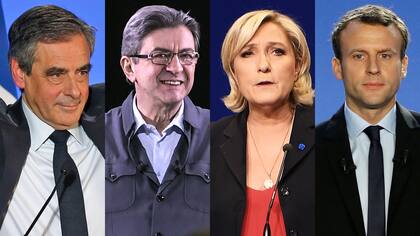 Fillón, ,Mélenchon, Le pen, y Macron candidatos a presidente de Francia