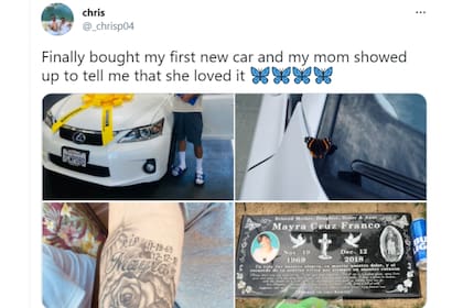 "Finalmente, compré mi primer auto nuevo y mi mamá se apareció para decirme que le encanta", escribió el joven en la red social