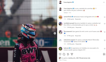 Finalmente, horas después, Colapinto editó el mensaje