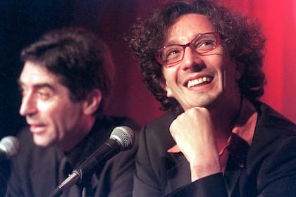 Fito Páez y Joaquín Sabina, durante la presentación del disco Enemigos íntimos