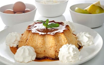 Flan con manzanas verdes.