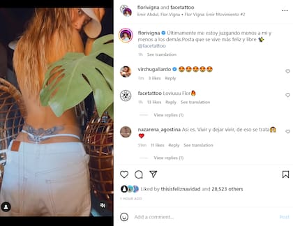 Flor Vigna mostró su nuevo tatuaje y compartió un motivador mensaje