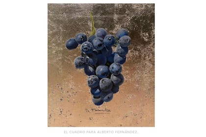 El cuadro que Florencia Aise le obsequió al presidente Alberto Fernández