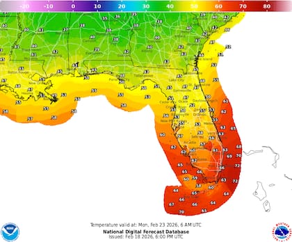 Florida tendrá un marcado descenso de la temperatura durante el domingo por la noche y el lunes por la mañana