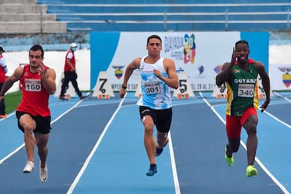 Florio en acción, en el Sudamericano de atletismo Guayaquil 2021; el argentino es una figura en la región, pero aspira a trascender mundialmente.