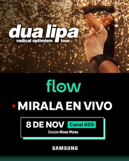 Flow transmite el show de Dua Lipa en River este sábado 8 de noviembre