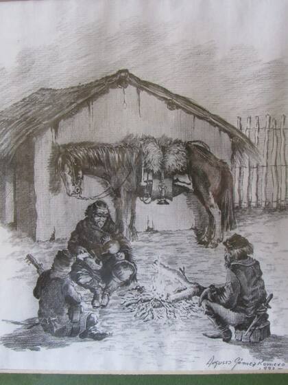 "Fogón del Fortín Miñana", dibujo de Augusto Gómez Romero