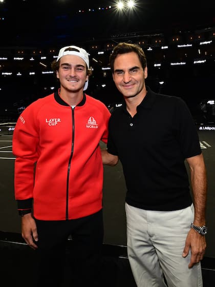 Fonseca logró conocer a su ídolo, Roger Federer, durante la Laver Cup 2025, en San Francisco