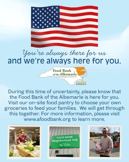 Food Bank of the Albemarle permite que las familias elijan sus propios comestibles (Facebook/Food Bank of the Albemarle)