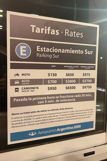 Forencia también subió el ticket con las tarifas del estacionamiento en el Aeroparque