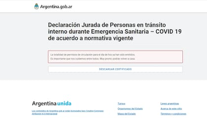 Captura de pantalla de la web donde se tramitaba el formulario y que ahora está suspendida