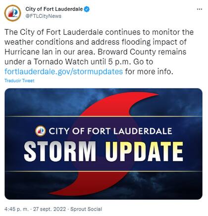 Fort Lauderdale sigue minuto a minuto la evolución del huracán Ian y sus consecuencias en la ciudad