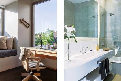 El escritorio y la silla (Pottery Barn) se trajeron del exterior y se lijaron para dejar la madera al natural.