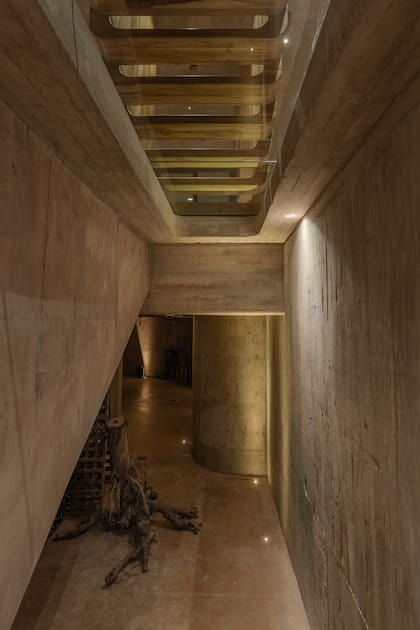 Una lucarna desde la planta baja le da iluminación extra al subsuelo.