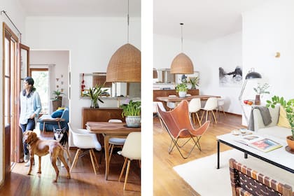 “El único espacio que tiene un solo uso es el comedor, para cuando viene a comer la familia de uno u otro”. A la mesa y el mueble que eran de la abuela de Diego les sacaron el lustre oscuro.