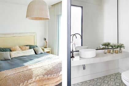 Mesada de hormigón revestido en microcemento con bacha de apoyo ‘Tori’ (Ferrum) y grifería monocomando (Robinet).