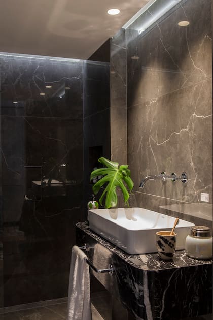 Un tip para aplicar: incorporar una planta o arreglo verde suaviza los espacios oscuros.