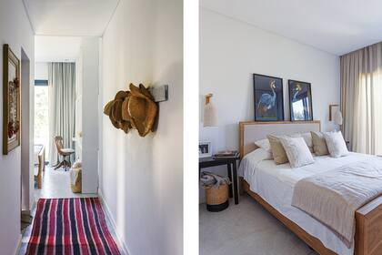 Las lámparas ‘Covacha’ (Zeta Concept) eran, originalmente, para colgar del techo; Agustina creó un soporte de madera para convertirlas en veladores.