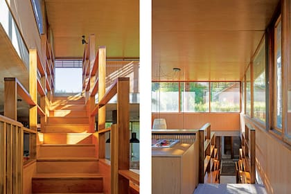 Las paredes interiores y el cielo raso se revistieron en petiribí enchapado y se trataron con laca.