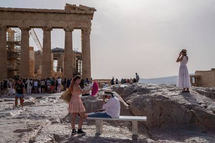 Foto tomada en el Partenón, en el Acrópolis, en Atenas, el 12 de junio del 2024. (Foto AP /Petros Giannakouris)