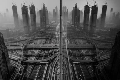 Fotografía aérea de la ciudad de Dubai, ganadora del tercer puesto en la categoría "Ciudades"