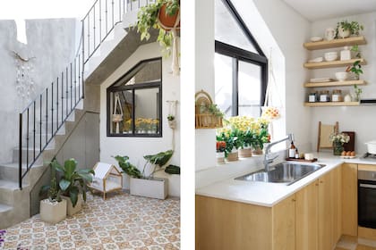 Con un cerramiento a medida (MF Herrería), convirtieron el sector bajo la escalera en un hueco útil. Casita para el gato (Michi Love).