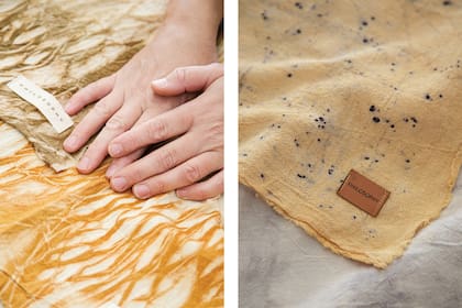 Romina tiñe sus textiles con elemntos naturales.