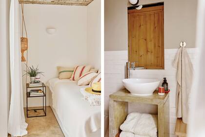 Cama con almohadones marroquíes. Lámpara colgante (MIV Interiores).