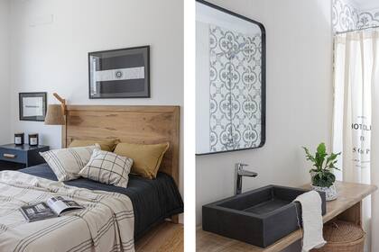 En el baño, bacha ‘Amazonas’ de hormigón teñido en color grafito (Zetta Concrete).