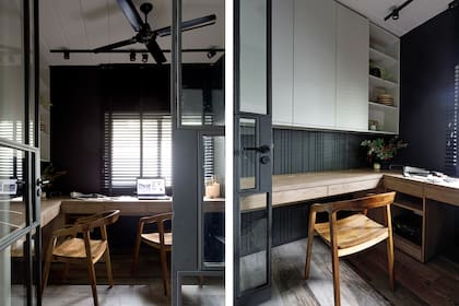 La carpintería interior, de hierro con vidrio repartido (Arq.dco).